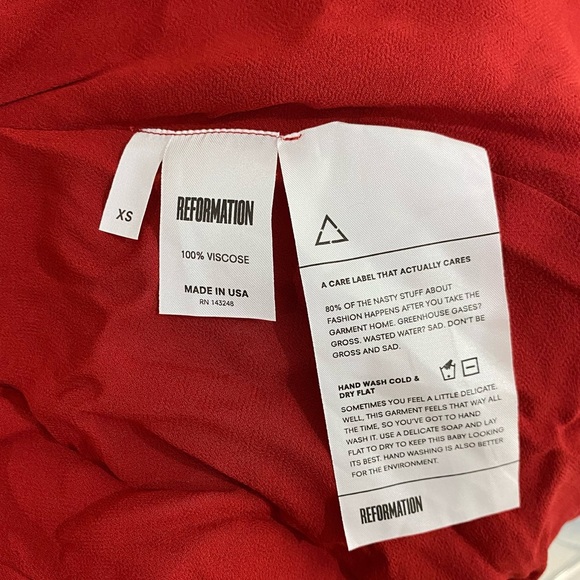 Reformation Daylon wrap little red dress long sleeve - Picture 4 of 5